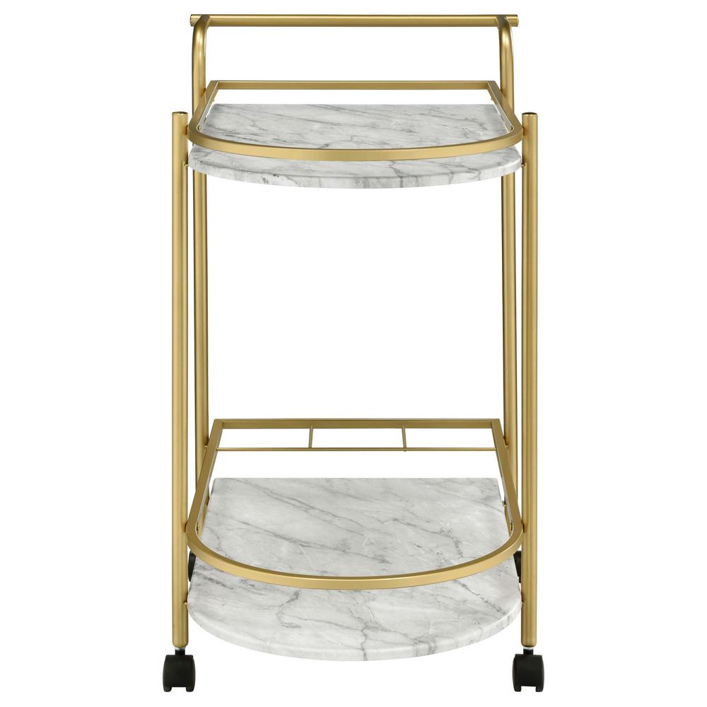 Desiree 2-tier Bar Cart with Casters Gold. Picture 3