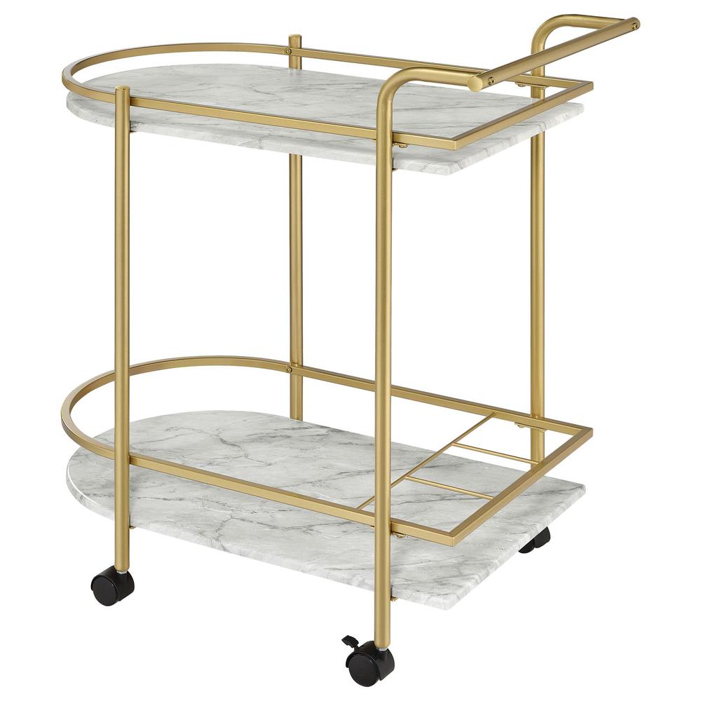 Desiree 2-tier Bar Cart with Casters Gold. Picture 4