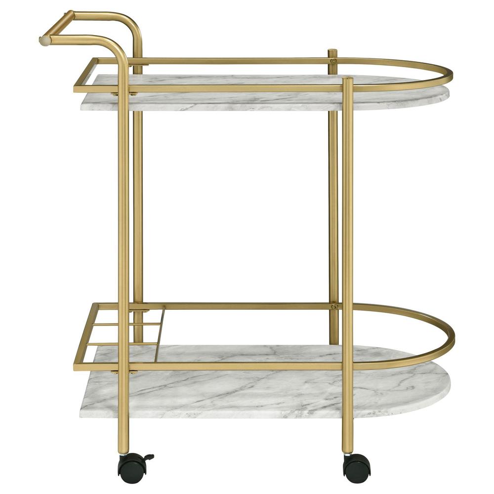 Desiree 2-tier Bar Cart with Casters Gold. Picture 6