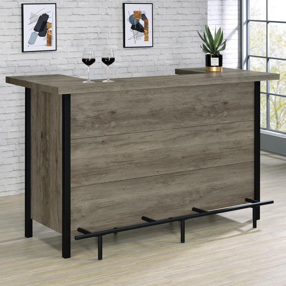Bellemore Bar Unit with Footrest Grey Driftwood and Black. Picture 1