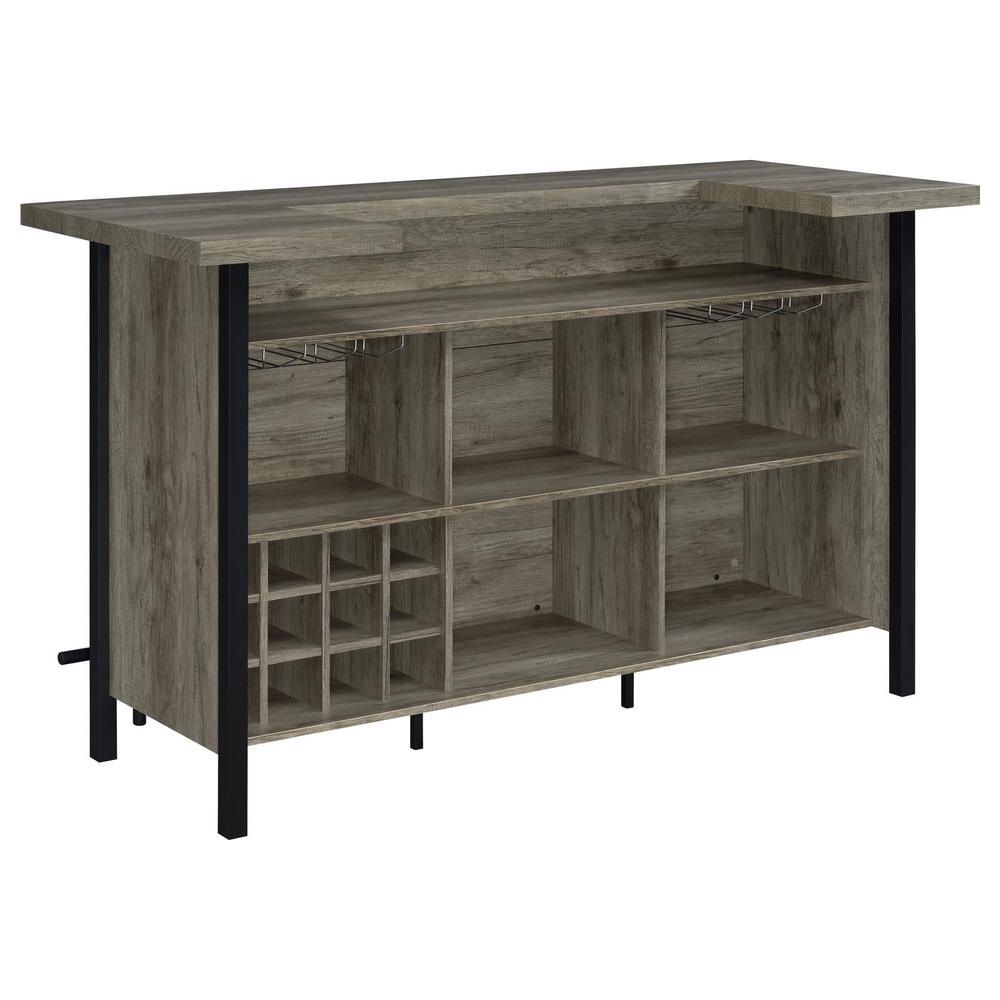 Bellemore Bar Unit with Footrest Grey Driftwood and Black. Picture 7