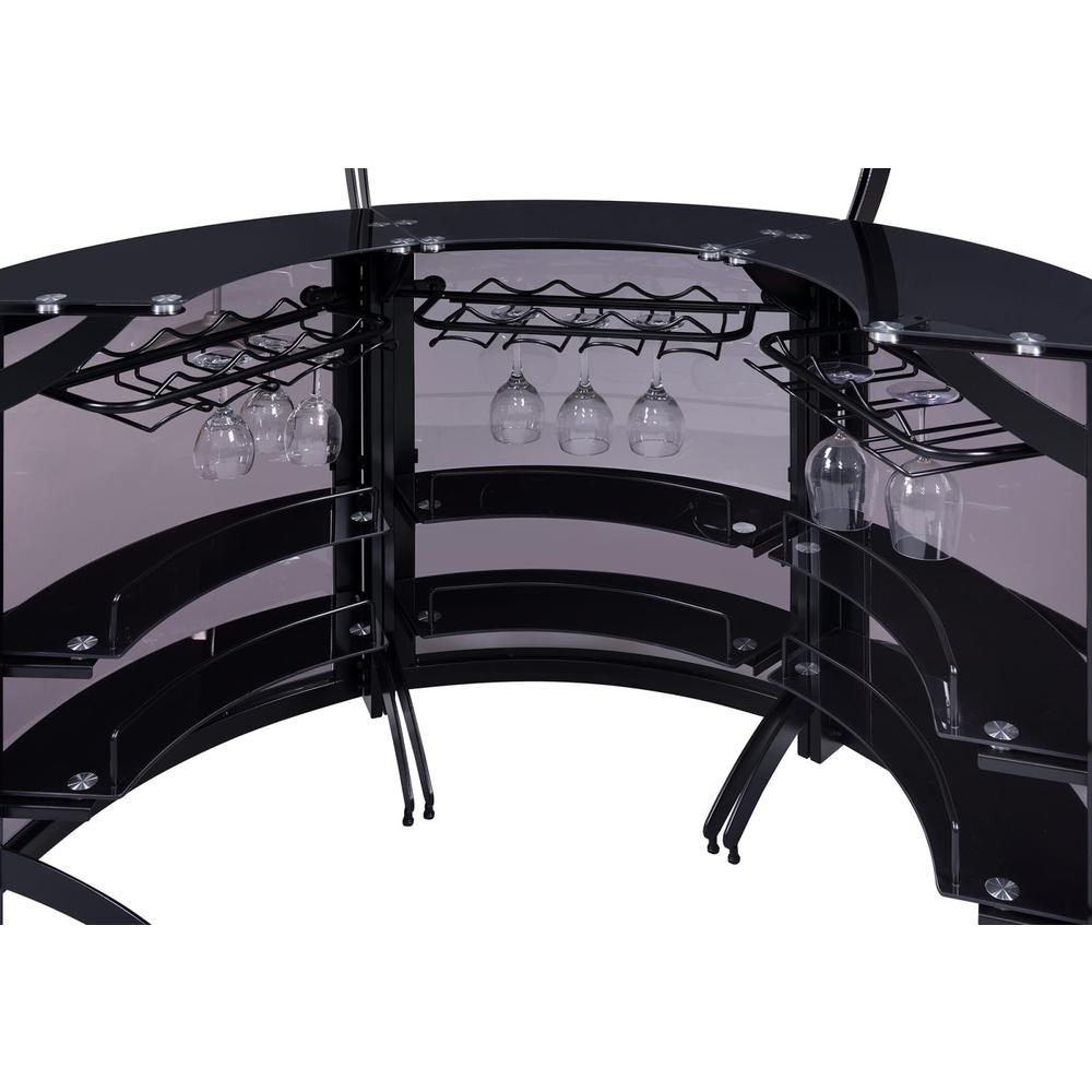 Dallas 2-shelf Curved Home Bar Smoke and Black Glass (Set of 3). Picture 3