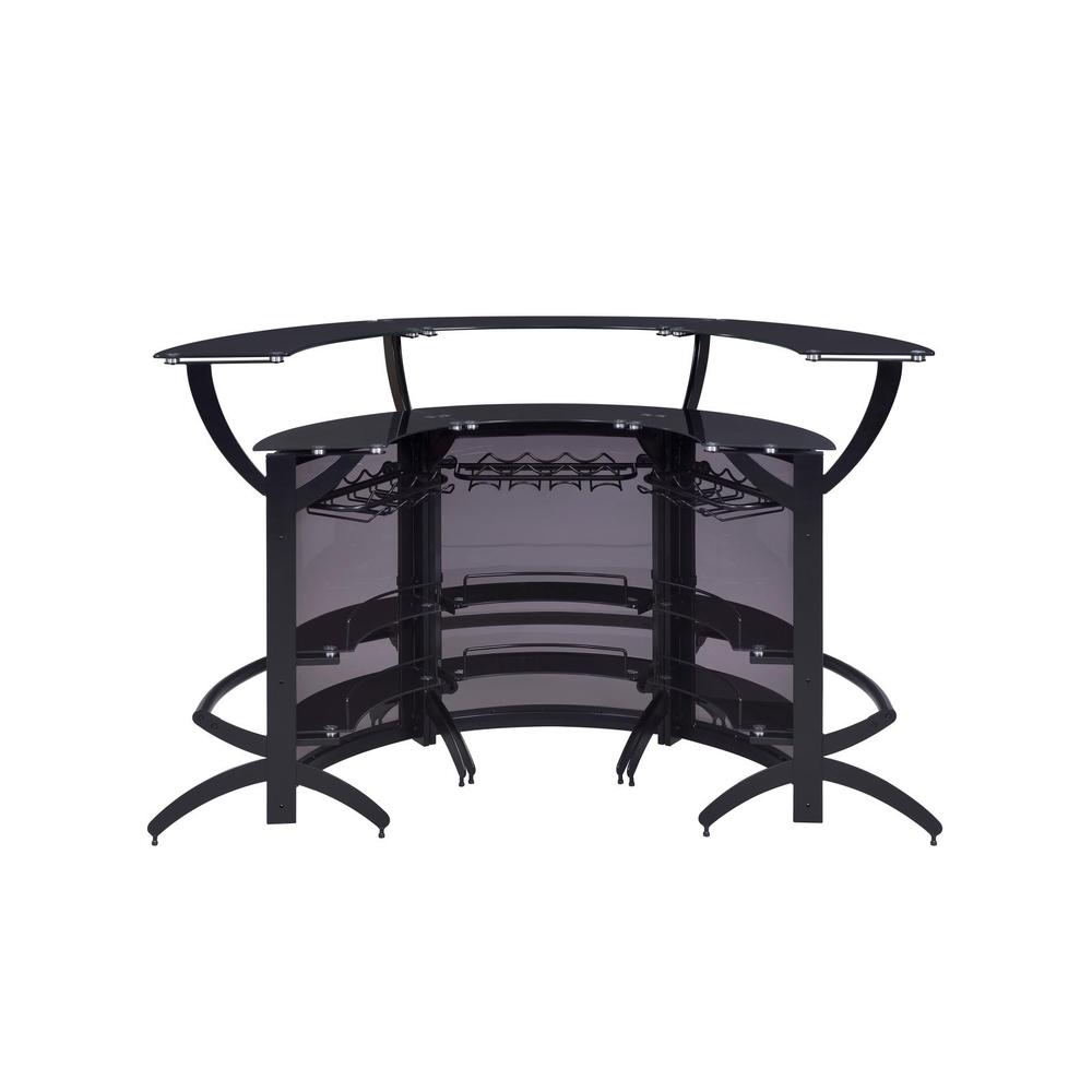 Dallas 2-shelf Curved Home Bar Smoke and Black Glass (Set of 3). Picture 7