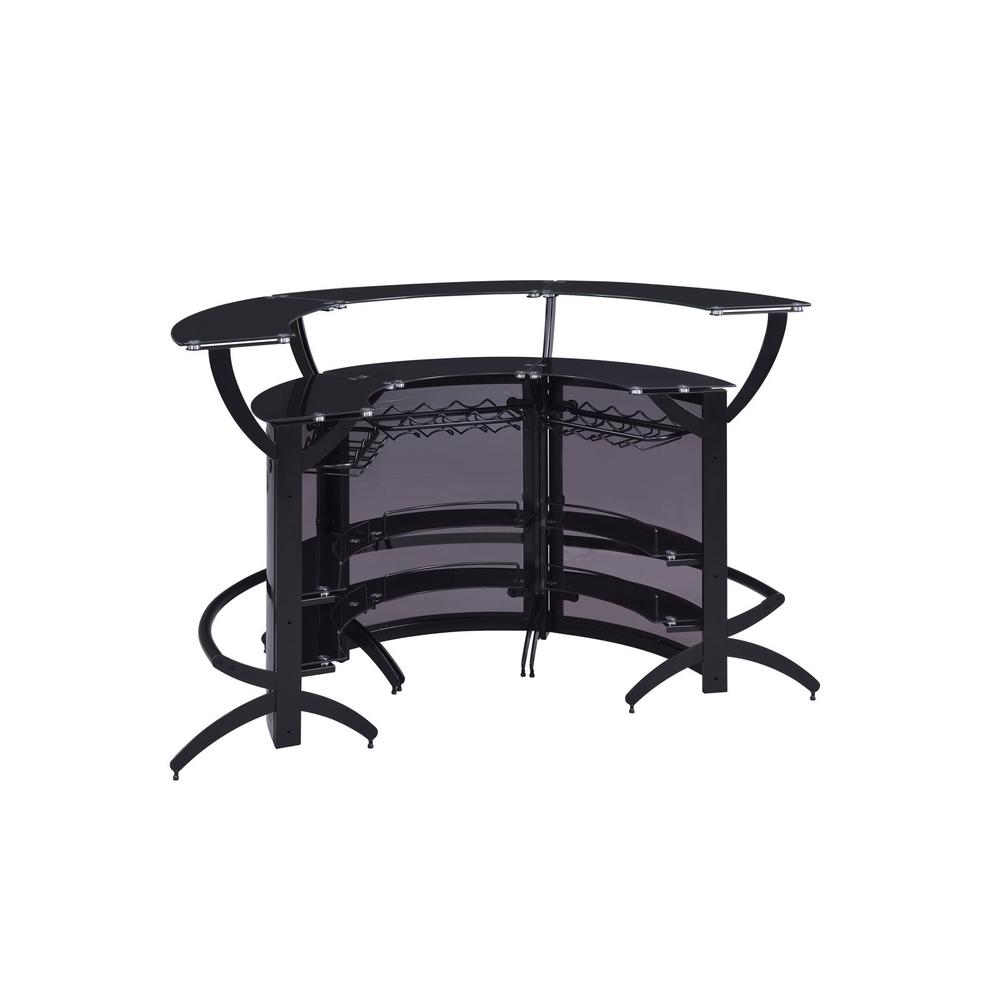 Dallas 2-shelf Curved Home Bar Smoke and Black Glass (Set of 3). Picture 9