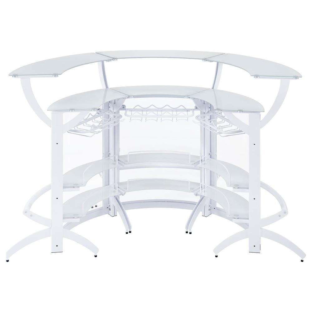 Dallas 2-shelf Curved Home Bar White and Frosted Glass (Set of 3). Picture 6