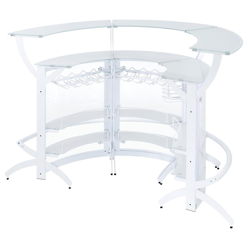 Dallas 2-shelf Curved Home Bar White and Frosted Glass (Set of 3). Picture 7