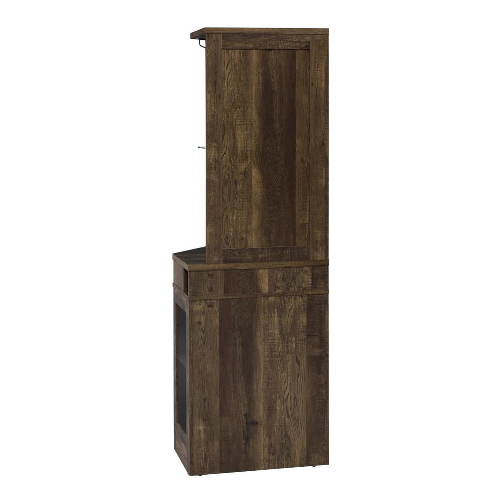 Alviso Corner Bar Cabinet with Stemware Rack Rustic Oak. Picture 6