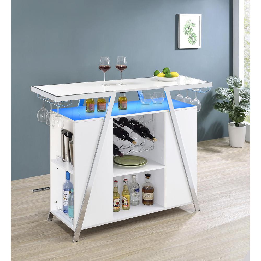 Araceli Home Bar Wine Cabinet White High Gloss and Chrome. Picture 10