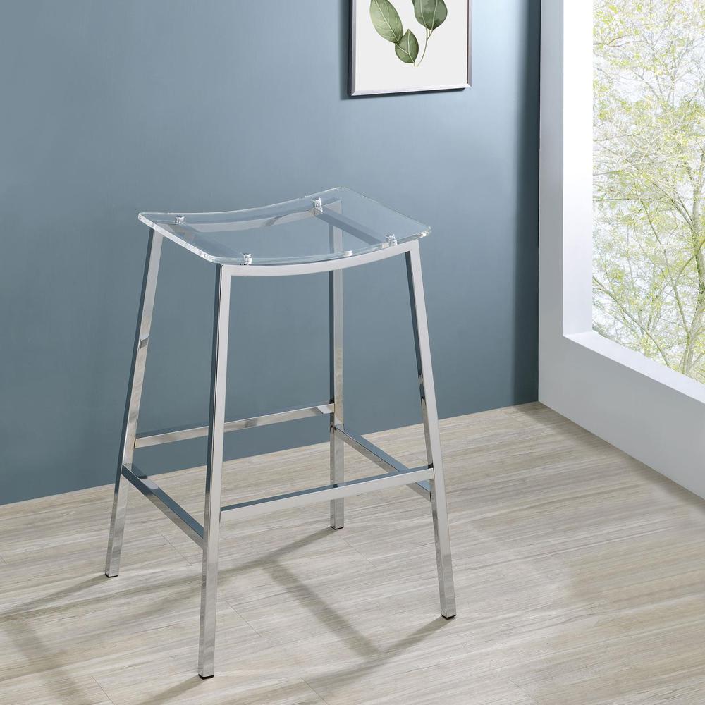 Jovani Acrylic Backless Bar Stools Clear and Chrome (Set of 2). Picture 5