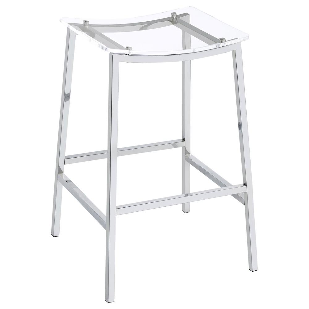 Jovani Acrylic Backless Bar Stools Clear and Chrome (Set of 2). Picture 4