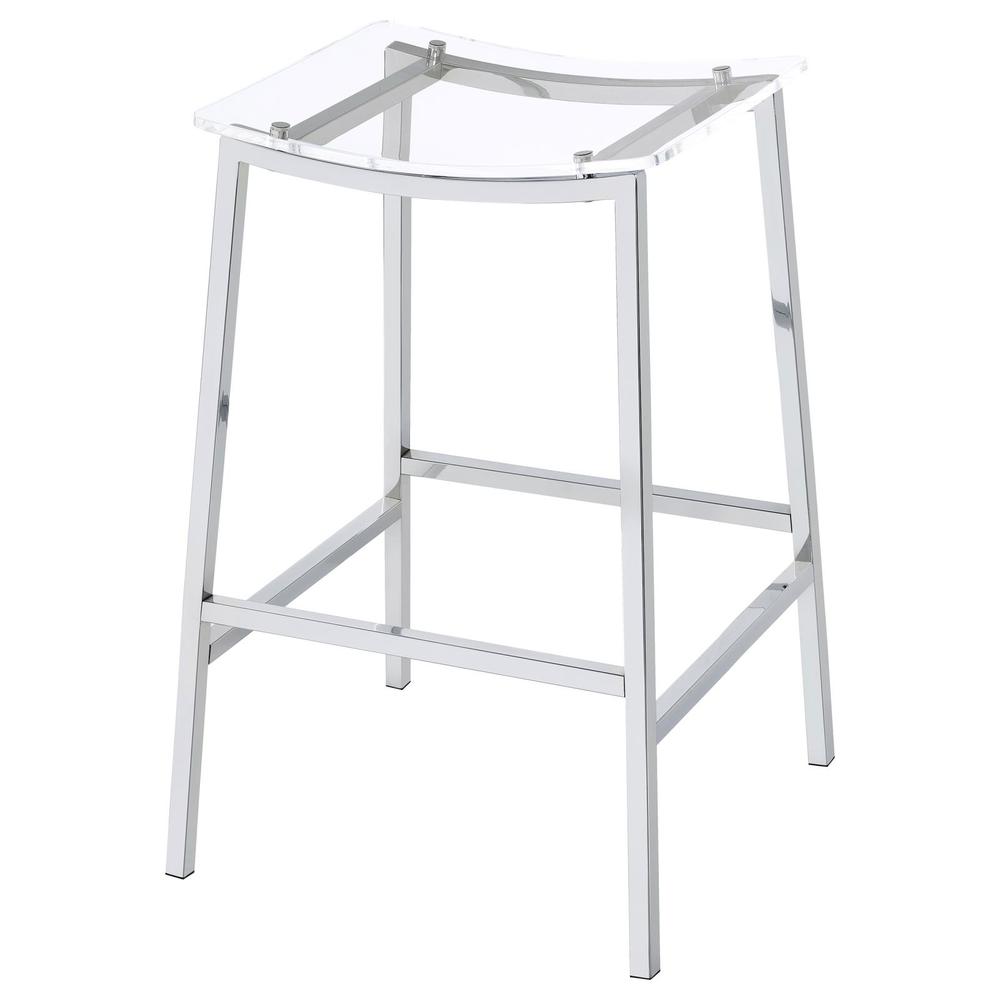 Jovani Acrylic Backless Bar Stools Clear and Chrome (Set of 2). Picture 2