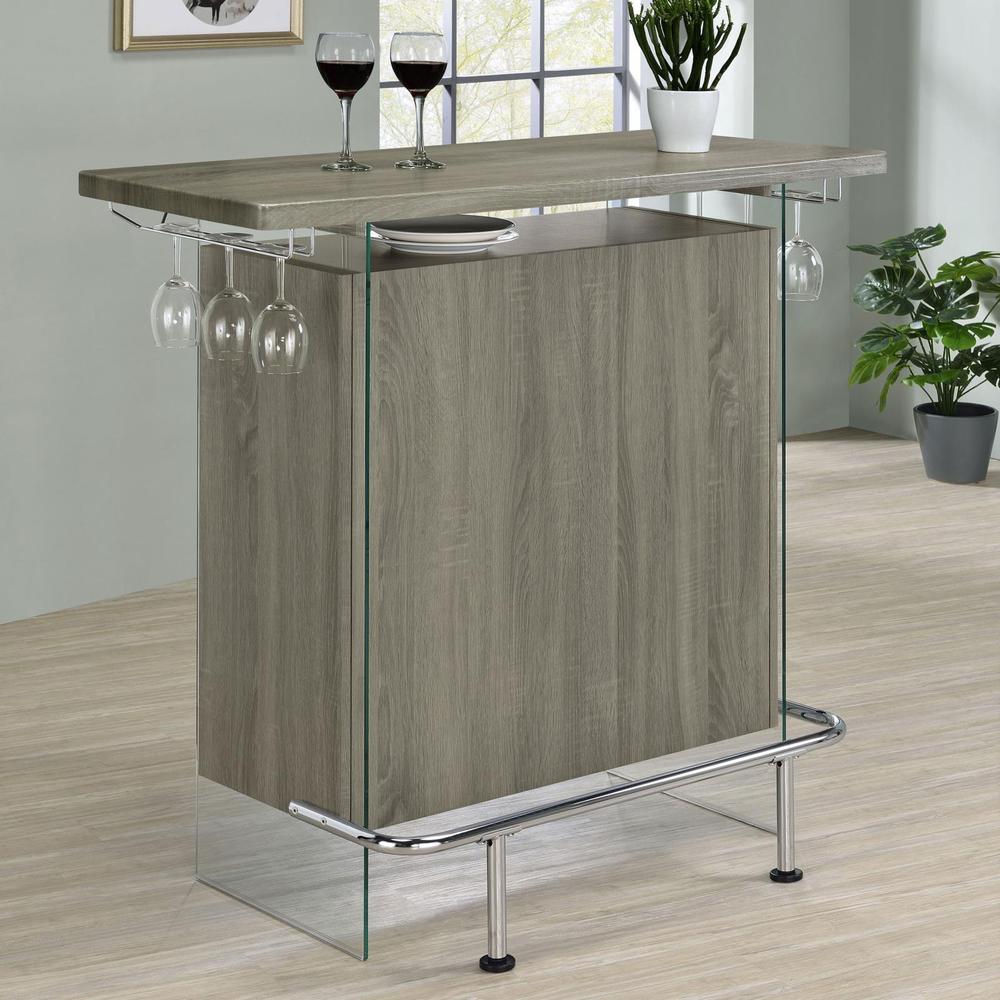 Acosta Rectangular Bar Unit with Footrest and Glass Side Panels. Picture 1
