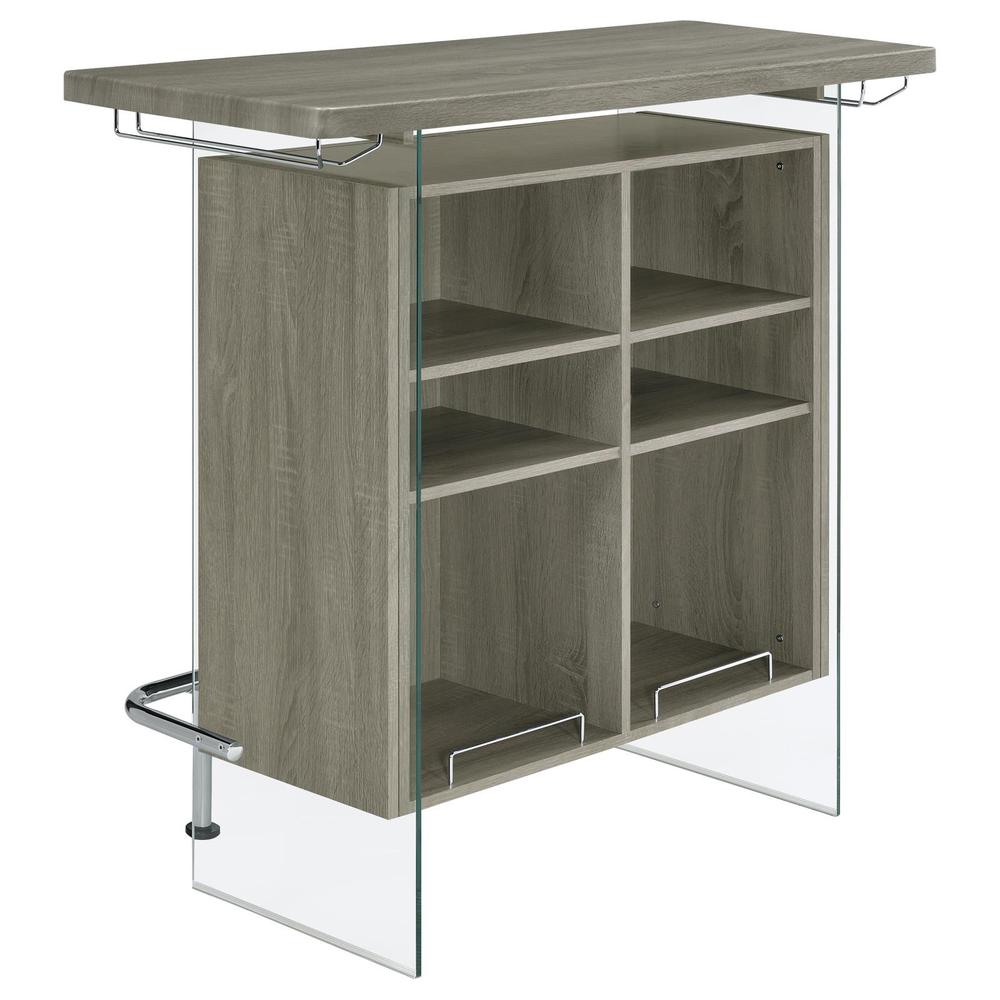 Acosta Rectangular Bar Unit with Footrest and Glass Side Panels. Picture 7