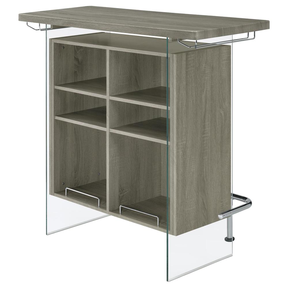Acosta Rectangular Bar Unit with Footrest and Glass Side Panels. Picture 9