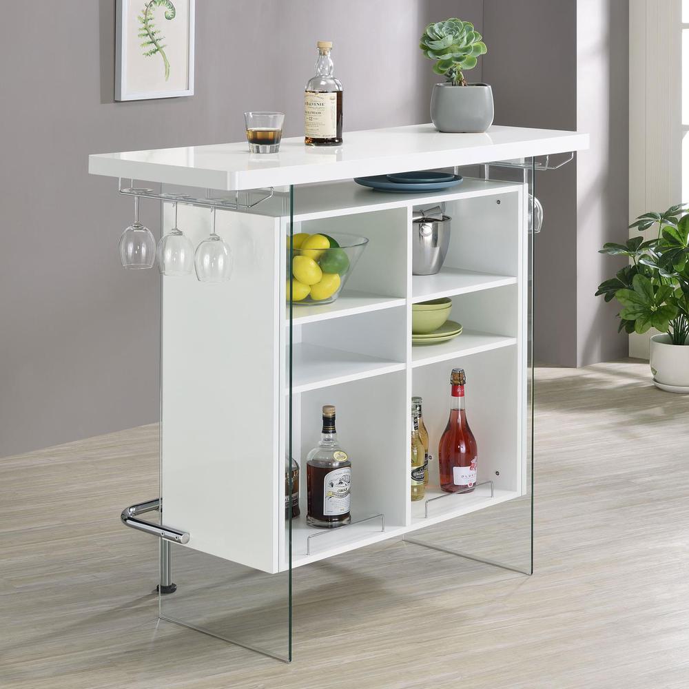 Acosta Rectangular Bar Unit with Footrest and Glass Side Panels. Picture 2