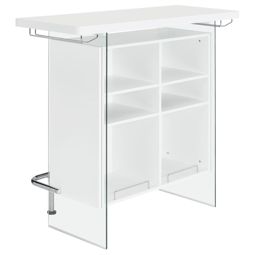 Acosta Rectangular Bar Unit with Footrest and Glass Side Panels. Picture 7