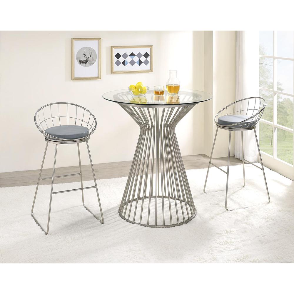 Glenbrook Padded Seat Bar Stools Grey and Satin Nickel (Set of 2). Picture 10
