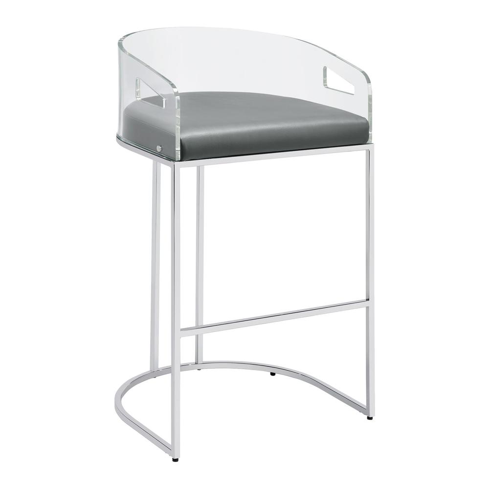 Thermosolis Acrylic Back Bar Stools Grey and Chrome (Set of 2). Picture 2