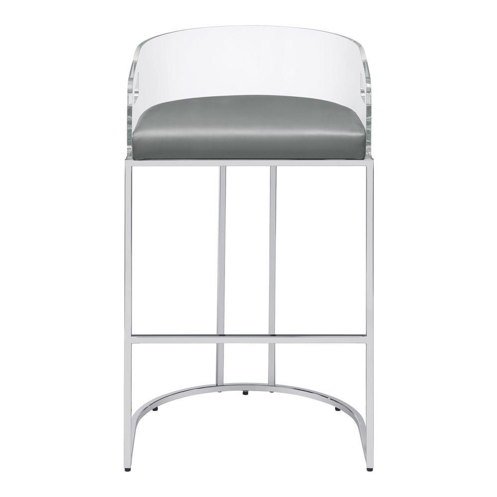 Thermosolis Acrylic Back Bar Stools Grey and Chrome (Set of 2). Picture 3