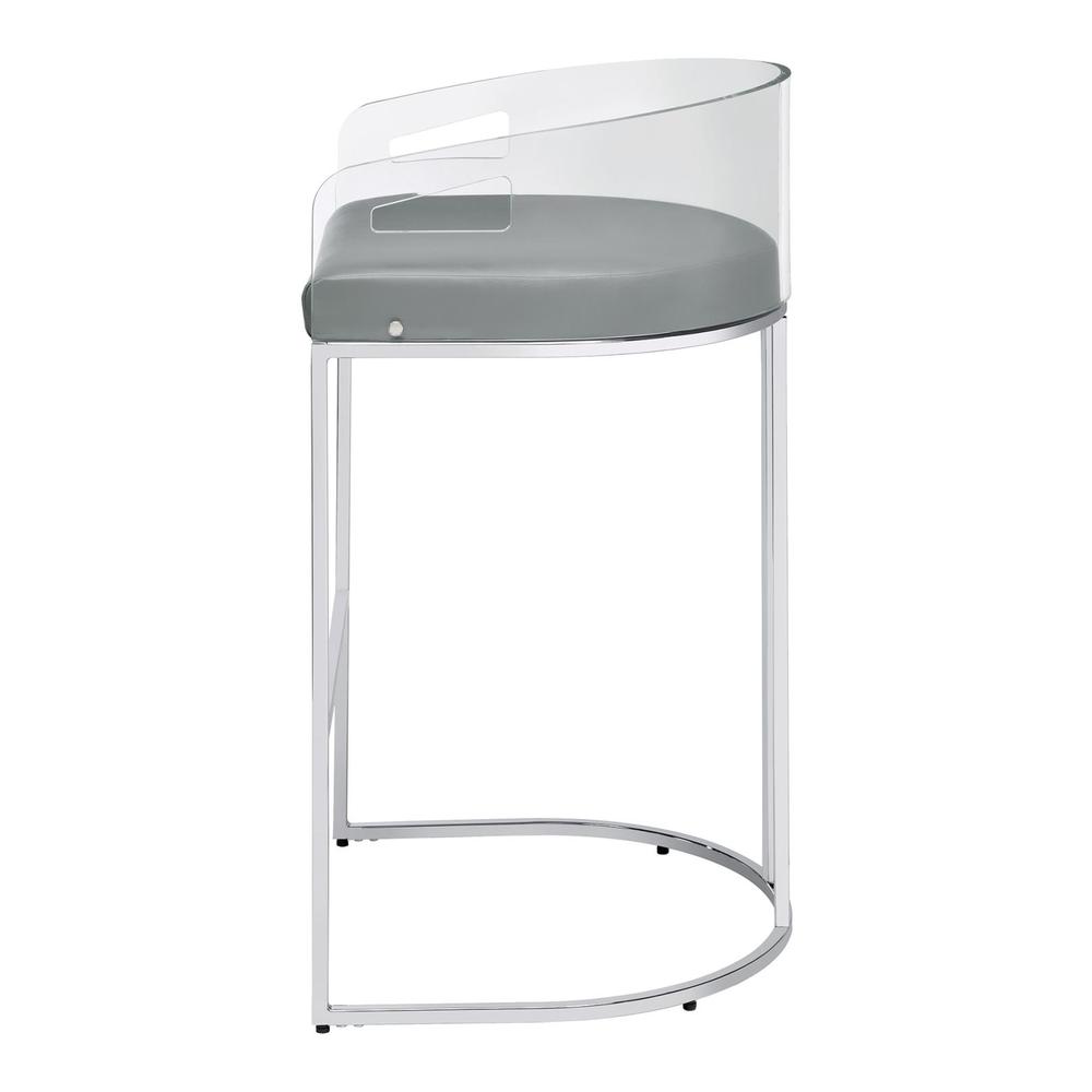 Thermosolis Acrylic Back Bar Stools Grey and Chrome (Set of 2). Picture 4