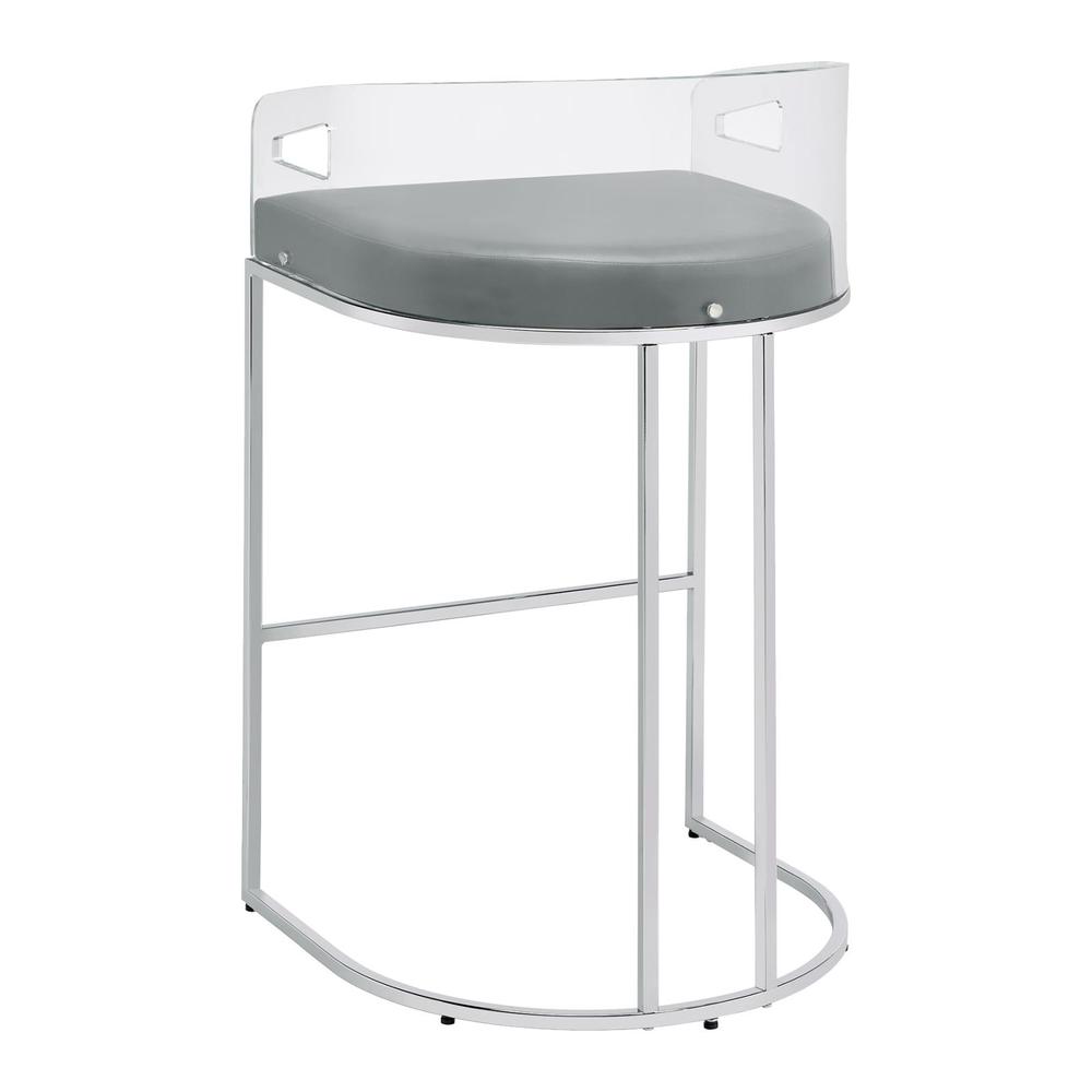 Thermosolis Acrylic Back Bar Stools Grey and Chrome (Set of 2). Picture 5
