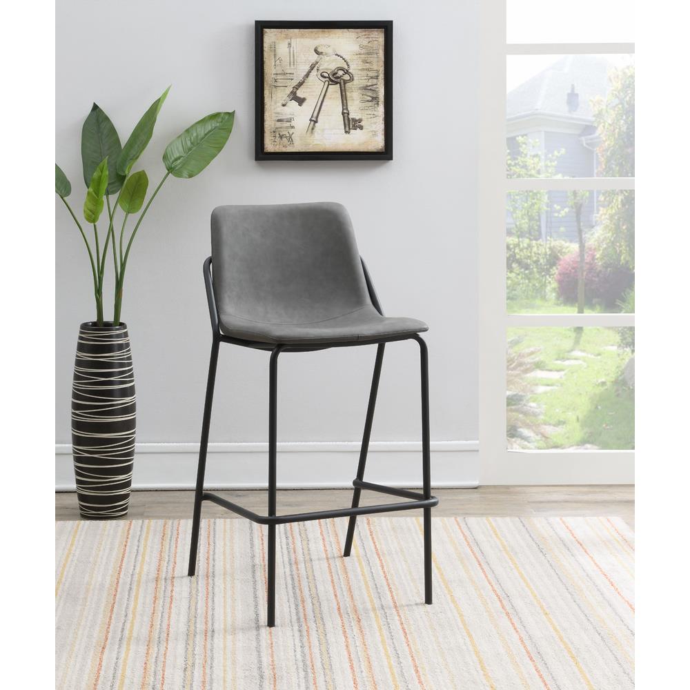 Earnest Solid Back Upholstered Bar Stools Grey and Black (Set of 2). Picture 1