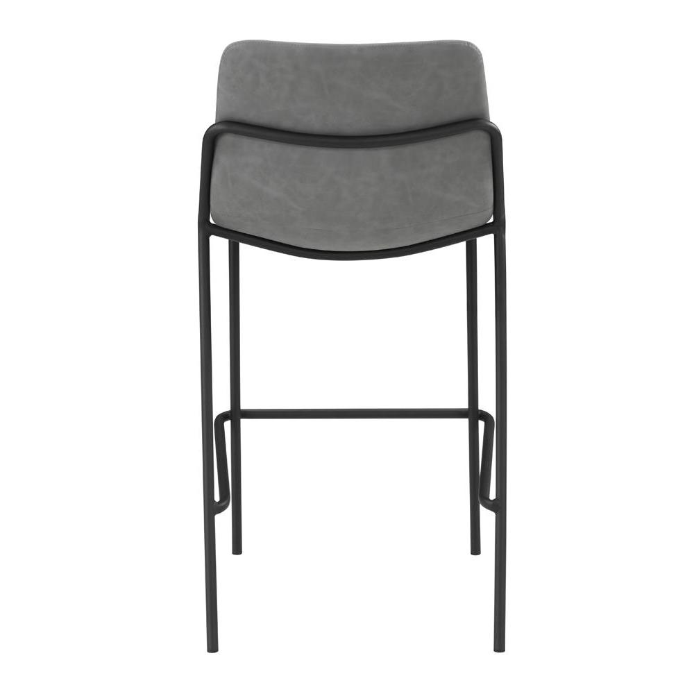 Earnest Solid Back Upholstered Bar Stools Grey and Black (Set of 2). Picture 6