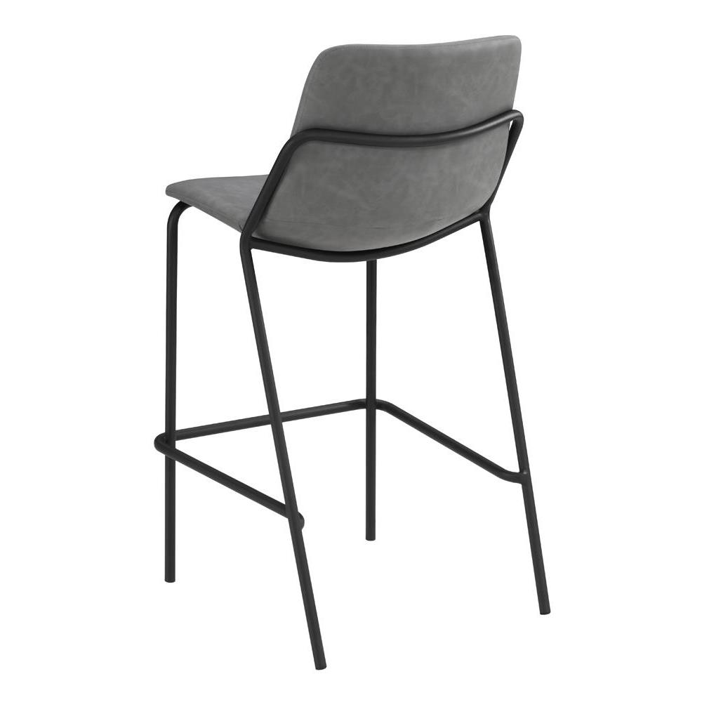 Earnest Solid Back Upholstered Bar Stools Grey and Black (Set of 2). Picture 8