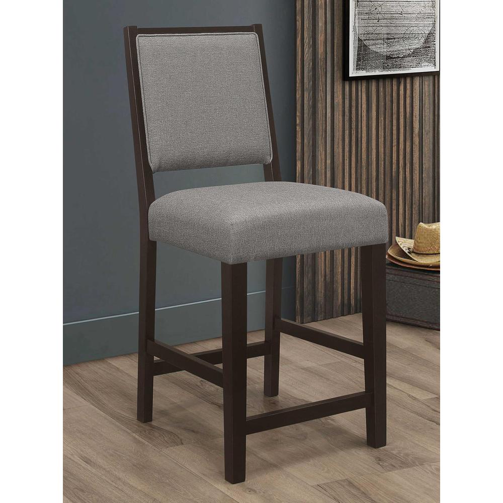 Open Back Counter Height Stools with Footrest (Set of 2) Grey and Espresso. Picture 1