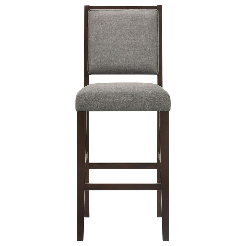 Upholstered Open Back Bar Stools with Footrest (Set of 2) Grey and Espresso. Picture 3