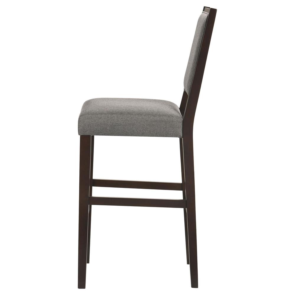 Upholstered Open Back Bar Stools with Footrest (Set of 2) Grey and Espresso. Picture 5