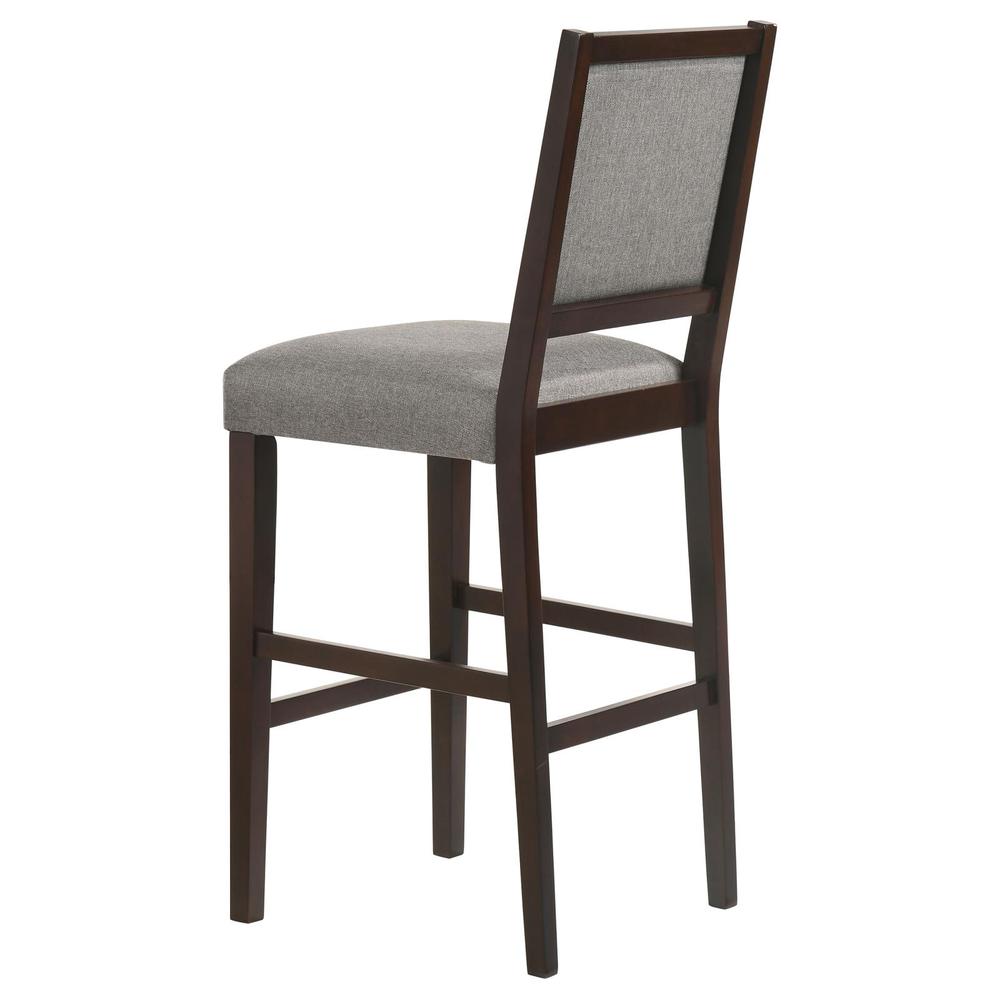 Upholstered Open Back Bar Stools with Footrest (Set of 2) Grey and Espresso. Picture 6