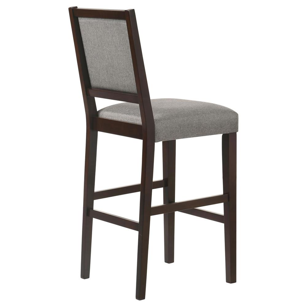 Upholstered Open Back Bar Stools with Footrest (Set of 2) Grey and Espresso. Picture 7