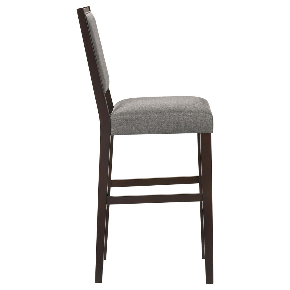 Upholstered Open Back Bar Stools with Footrest (Set of 2) Grey and Espresso. Picture 8