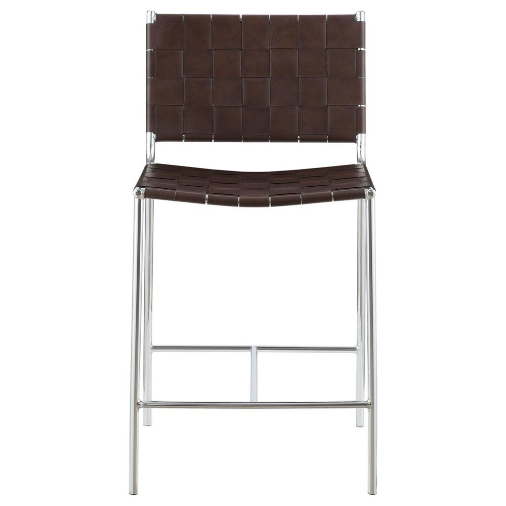 Adelaide Upholstered Counter Height Stool with Open Back Brown and Chrome. Picture 3