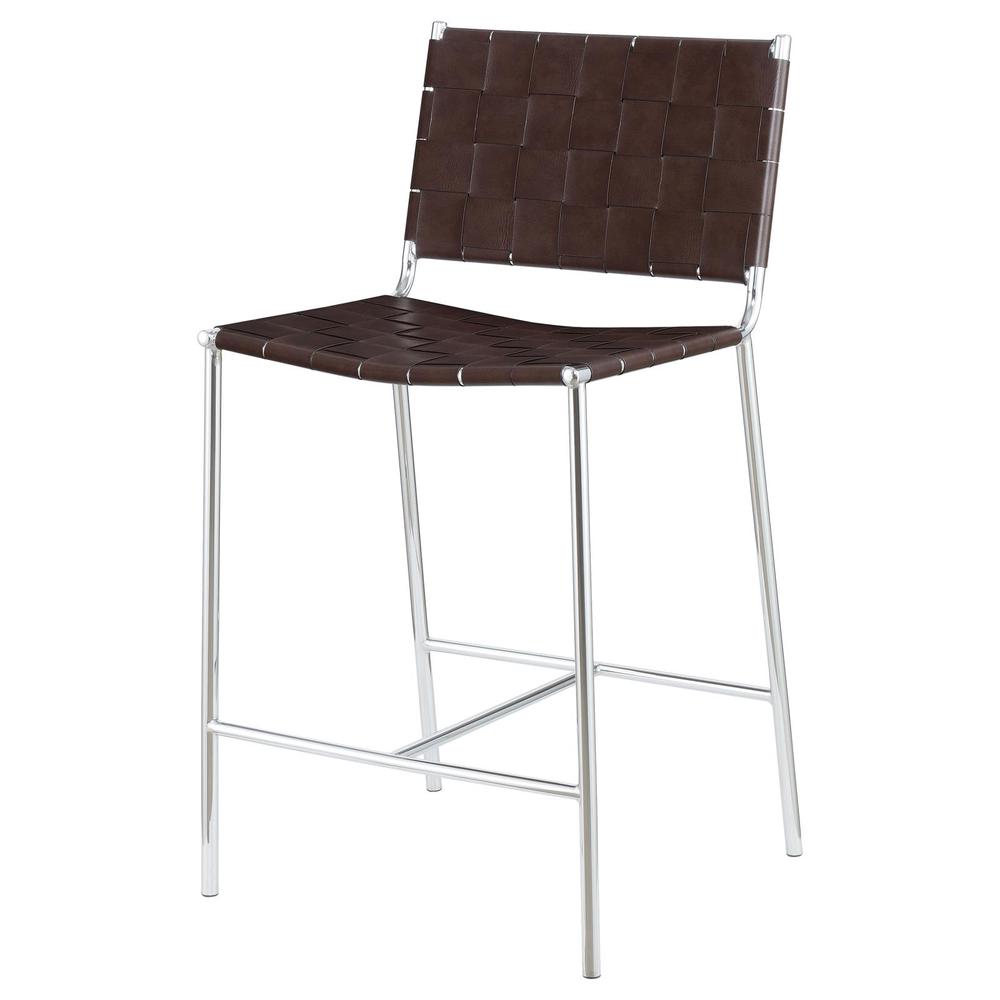 Adelaide Upholstered Counter Height Stool with Open Back Brown and Chrome. Picture 4