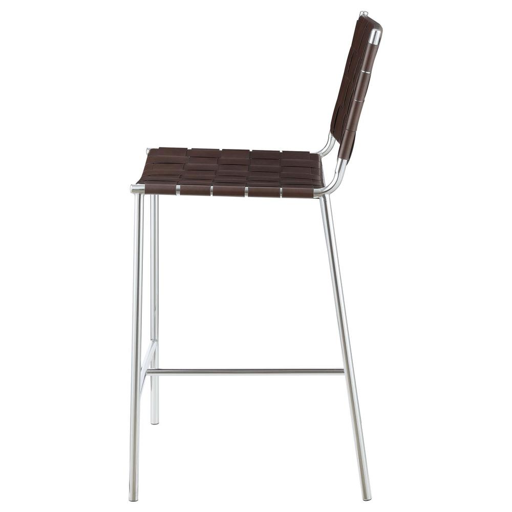 Adelaide Upholstered Counter Height Stool with Open Back Brown and Chrome. Picture 5