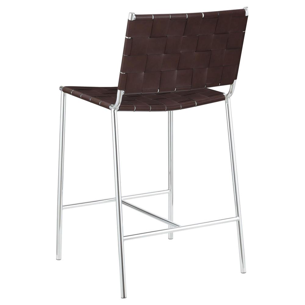 Adelaide Upholstered Counter Height Stool with Open Back Brown and Chrome. Picture 6