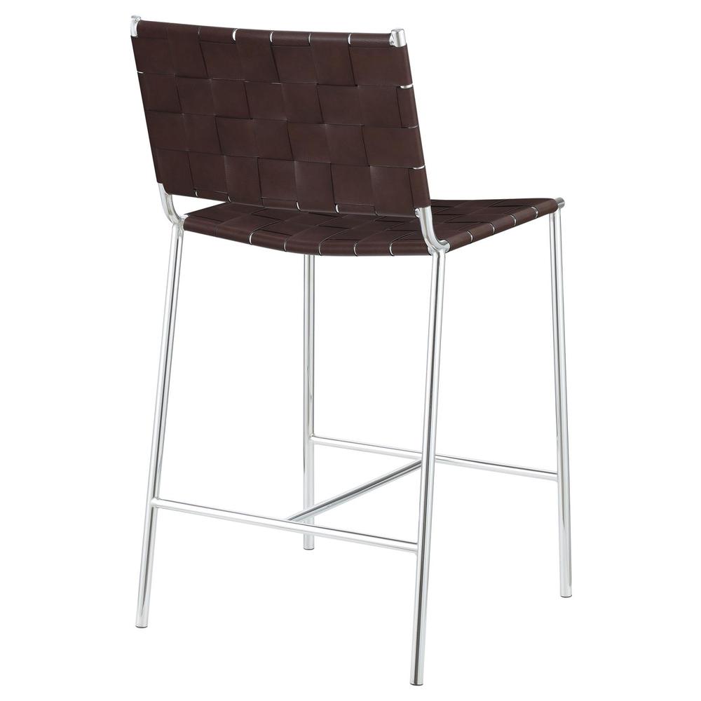 Adelaide Upholstered Counter Height Stool with Open Back Brown and Chrome. Picture 7