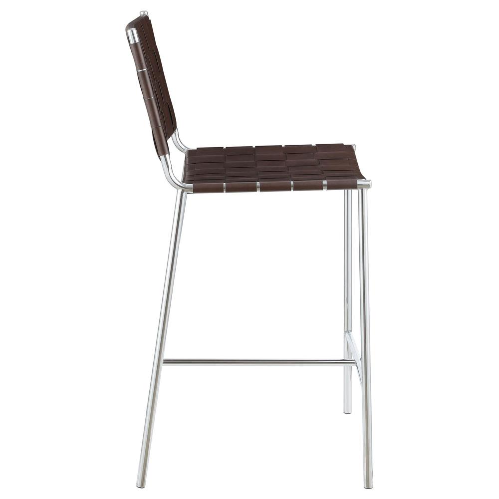 Adelaide Upholstered Counter Height Stool with Open Back Brown and Chrome. Picture 8
