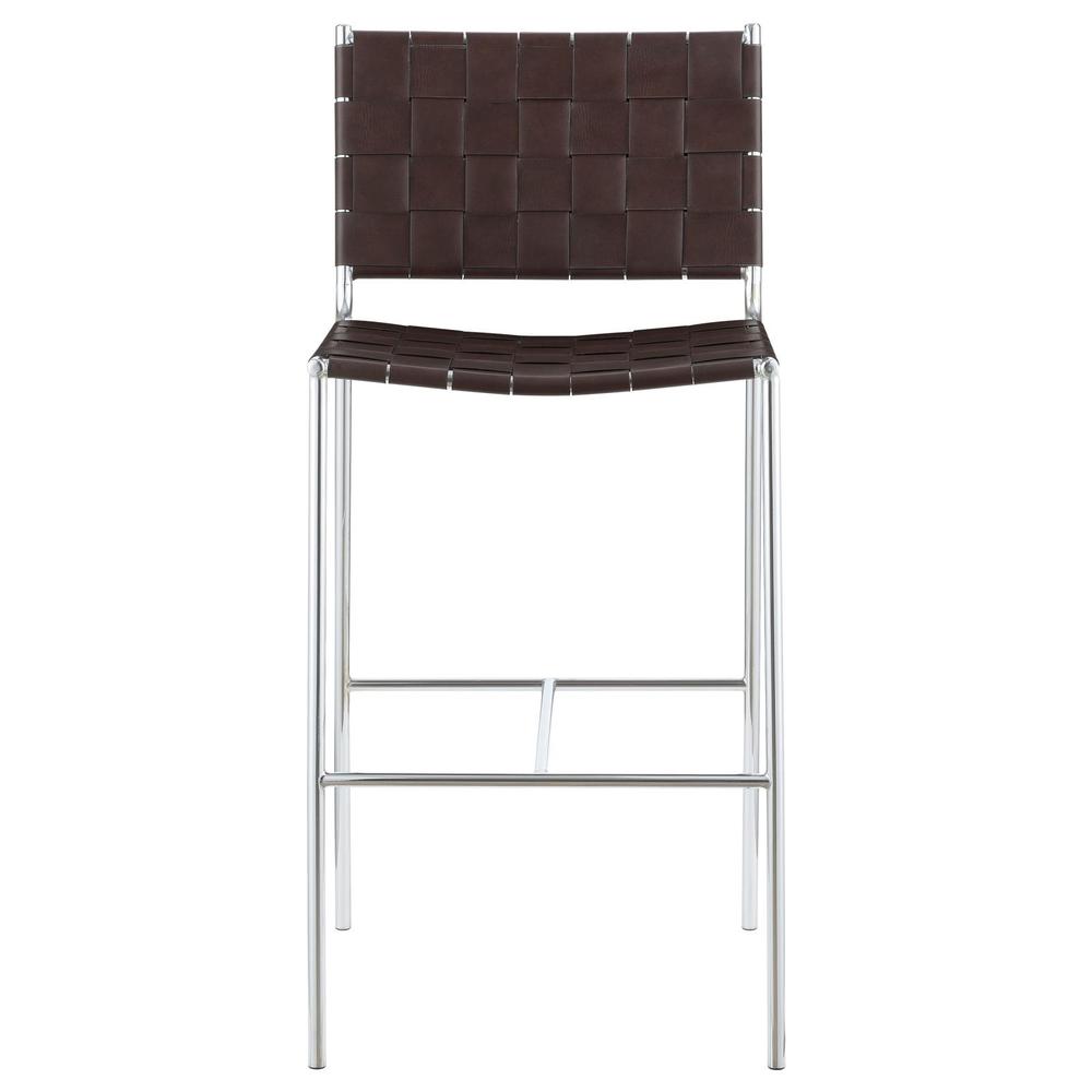 Adelaide Upholstered Bar Stool with Open Back Brown and Chrome. Picture 3