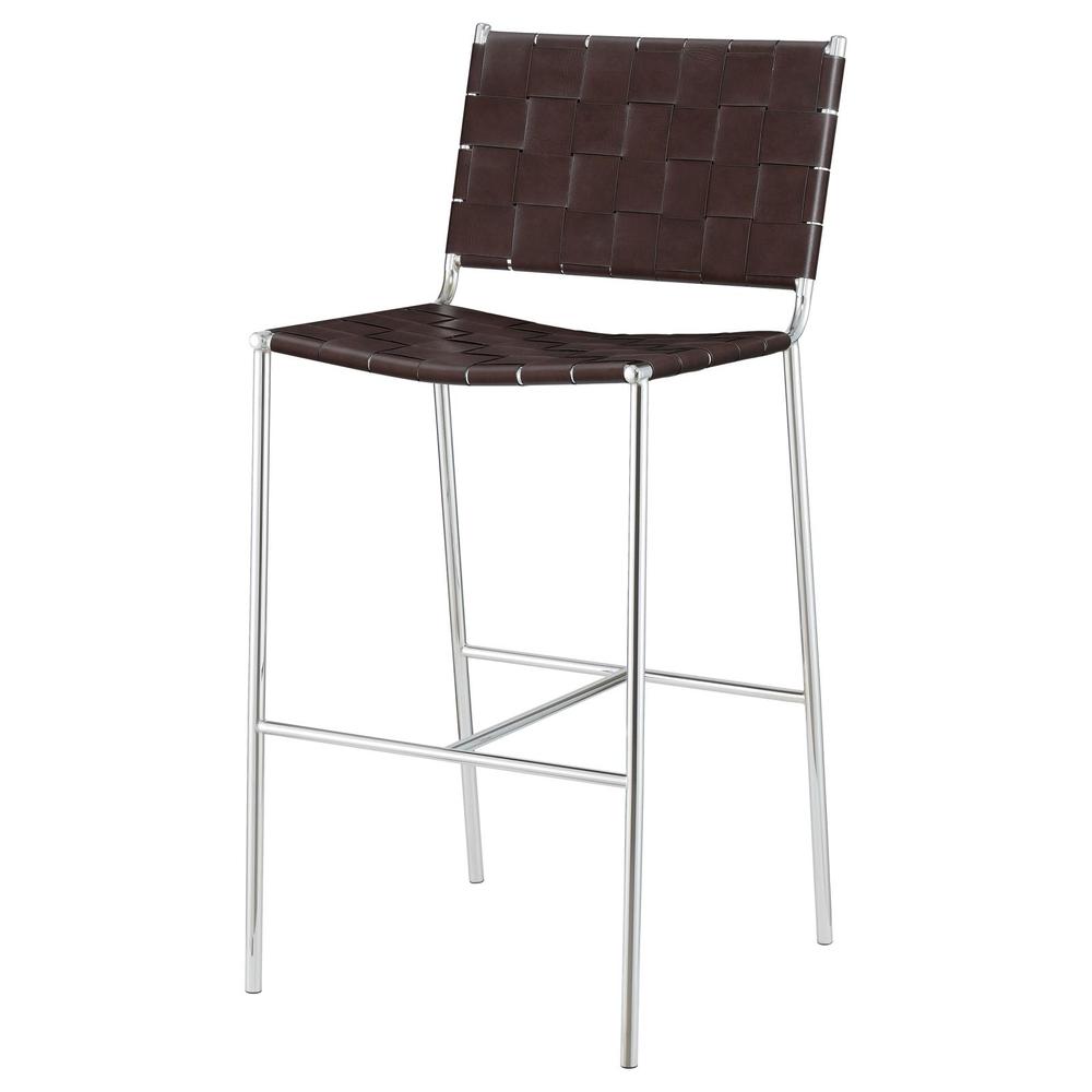 Adelaide Upholstered Bar Stool with Open Back Brown and Chrome. Picture 4