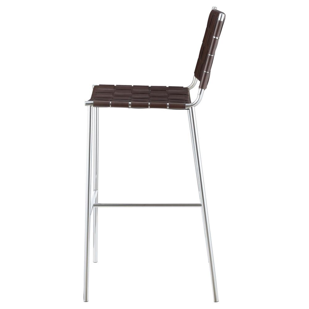 Adelaide Upholstered Bar Stool with Open Back Brown and Chrome. Picture 5