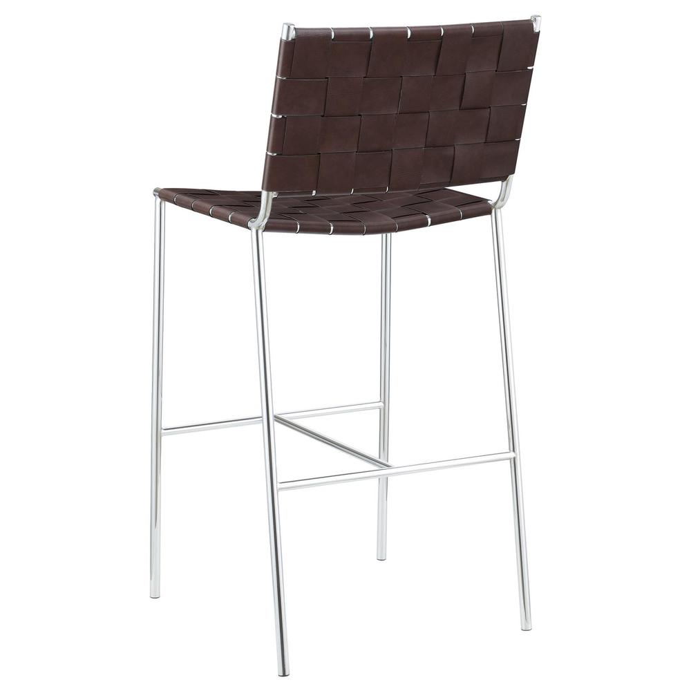 Adelaide Upholstered Bar Stool with Open Back Brown and Chrome. Picture 6