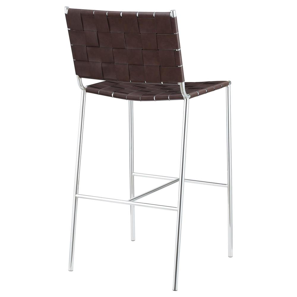 Adelaide Upholstered Bar Stool with Open Back Brown and Chrome. Picture 7
