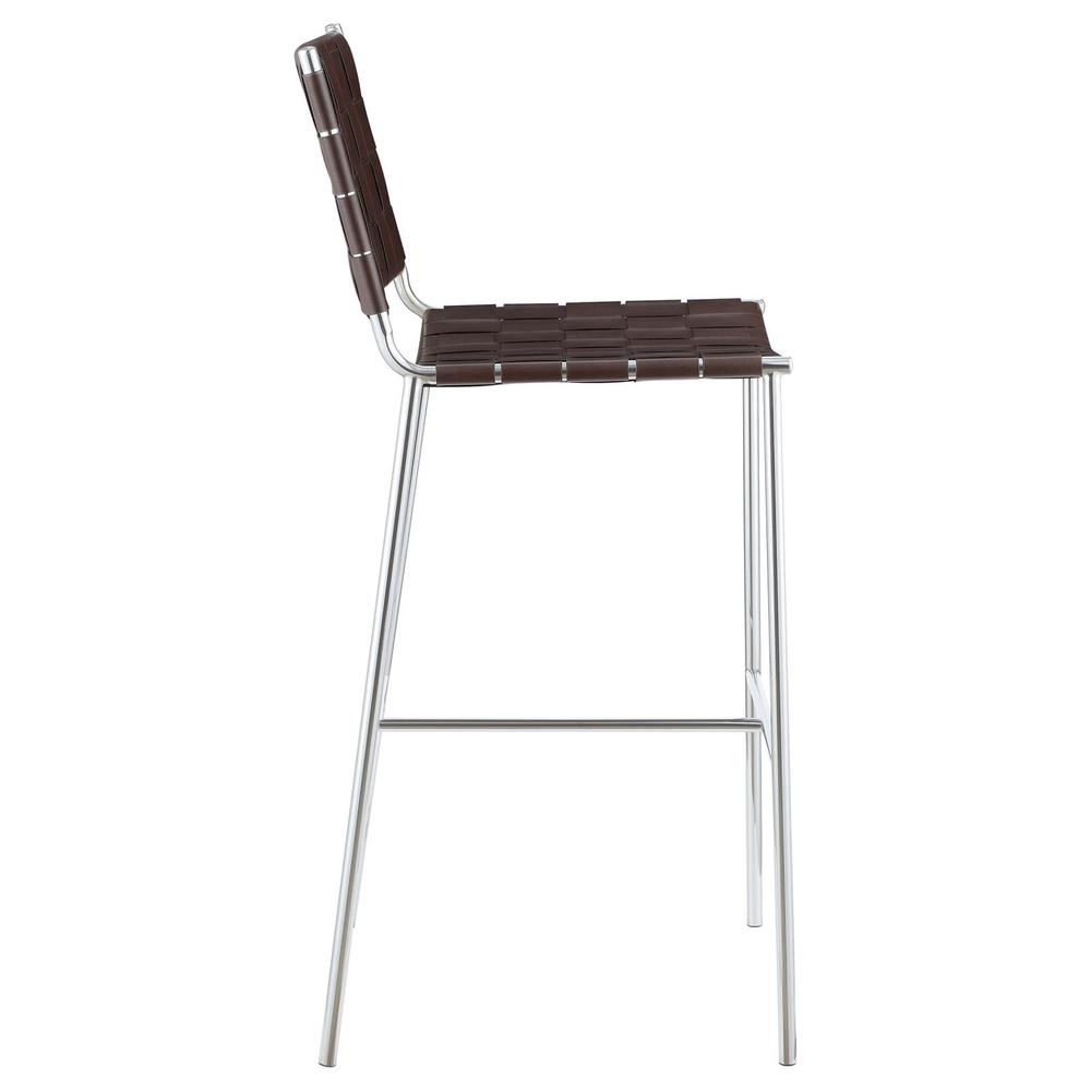 Adelaide Upholstered Bar Stool with Open Back Brown and Chrome. Picture 8