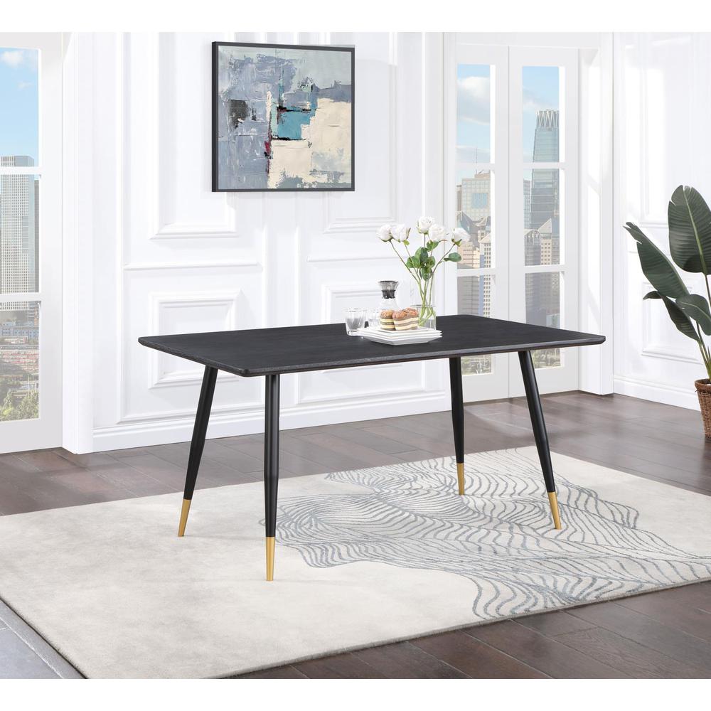 Zetta Rectangular Dining Table Black and Gold. Picture 1