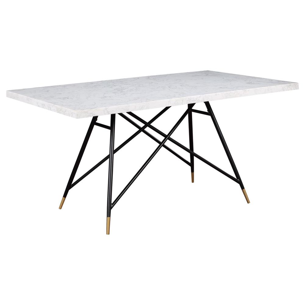Gabrielle Rectangular Marble Top Dining Table White and Black. Picture 7