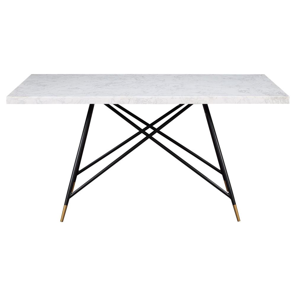 Gabrielle Rectangular Marble Top Dining Table White and Black. Picture 2