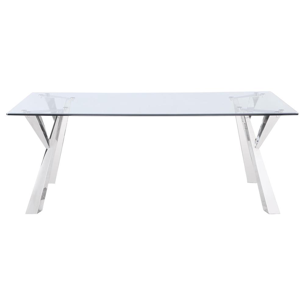 Alaia Rectangular Glass Top Dining Table Clear and Chrome. Picture 1